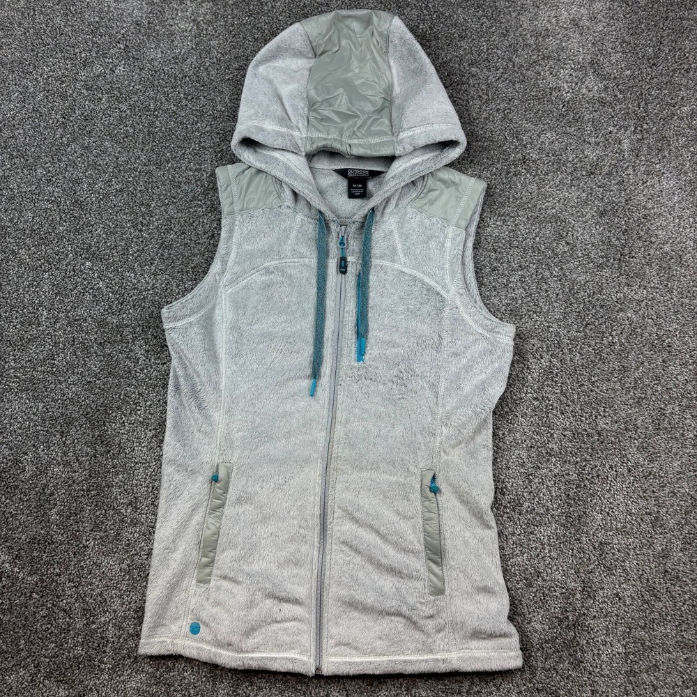 Outdoor Research Casia Vest Women's Medium Gray Hooded High Pile Fleece Full Zip